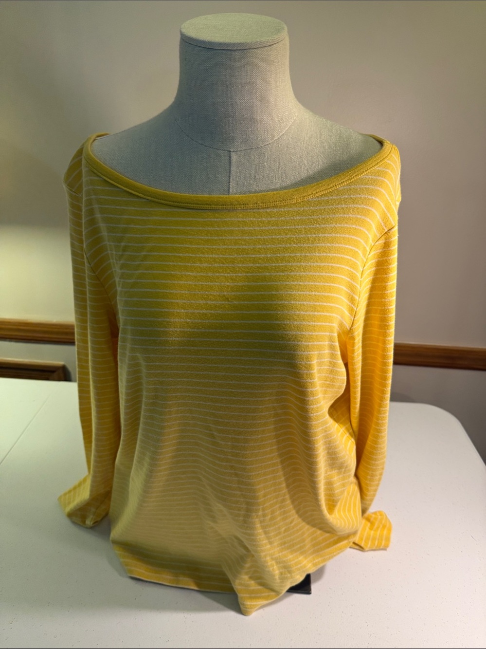 Talbots Yellow and White Striped Stretch Tee